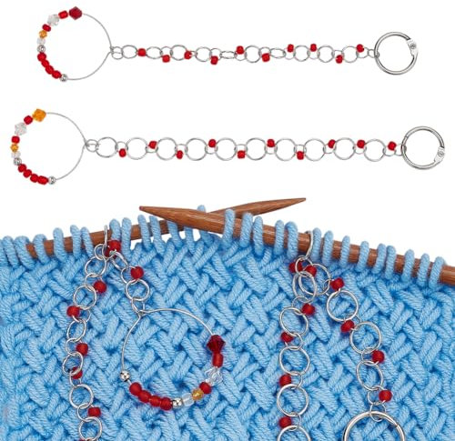 NBEADS 2 Piezas de Cadenas de Contador de Filas de Tejer, con Anillo de Enlace de Hierro Y Colgantes de Aro de Latón para Coser, Tejer, Ganchillo, Seguimiento del Progreso del Proyecto