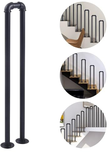 YFSJJ Schwarze Schmiedeeiserne Treppengeländer,Treppenhandländer Geländer Geländer Geländer,Balkon Korridor ältere und Kinder Innenzaun Schutzgeländer(Size:U 80 cm,Color:Schwarz)