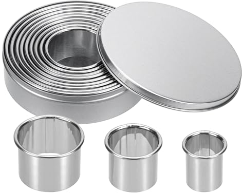 Bczhieulw 12 piezas de moldes para galletas, cuchillos para galletas，de 2.4-11.2 centímetros de ancho (12 tamaños), altura de 3 centímetros, de acero inoxidable, para hacer pasteles, galletas, etc.