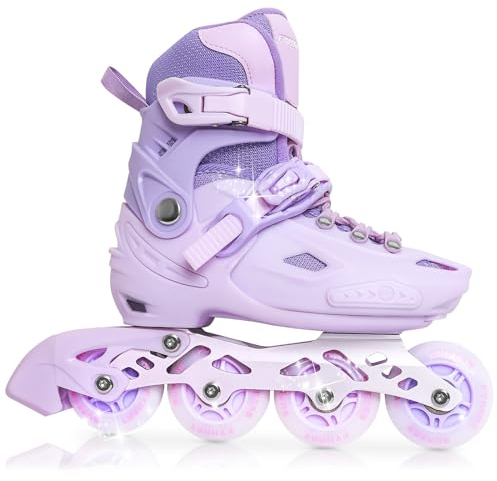 Kinder Inline Skates für Mädchen, verstellbare 4-Größen Inline Rollschuhe mit Allen leuchtenden Rädern für Kinder Mädchen, geeignet für den Innen- und Außenbereich