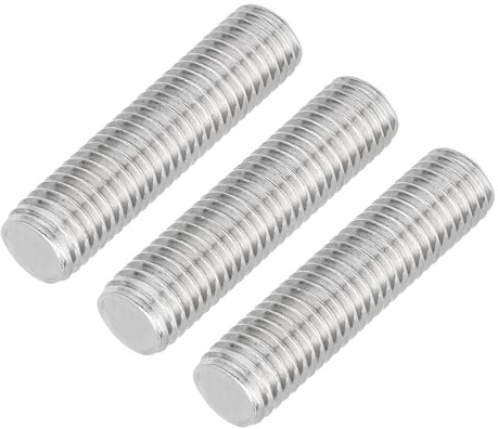 QUARKZMAN 3 Stück Gewindestangen, M12 x 50mm, 304 Edelstahl, Gewindestab mit metrischem Vollgewinde, M12-1.75 Gewindestift für Möbel- und Maschinenmontage