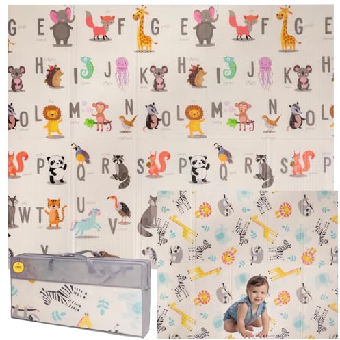 Alfombra Bebe Acolchada Plegable 180x200x1,5cm – Tapete Actividades Impermeable Reversible – Gimnasio Infantil – Manta Juegos y Regalo Ideal – Parque Infantil Bebé – Tapete Bebé – Colchoneta Suelo