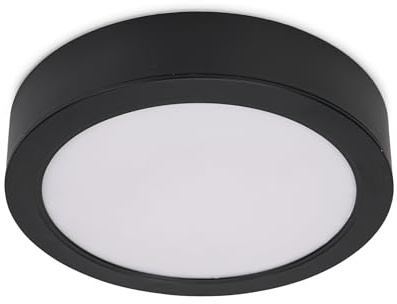 ValueLights | 25cm IP44 Bathroom Ceiling Light Fitting 24W Integrated LED Flush Recessed Lamp | Close-to-Ceiling Lights, Home Décor & Improvement Essential | Includes Bulb [4000K Black] | Mains Wired