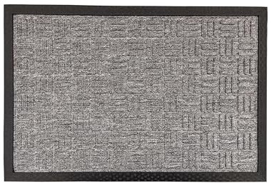 oKu-Tex Fußmatte Super Türvorleger, Fußabtreter für Innen und Außen, grau, 40 x 60 cm, rechteckig, Reliefoptik, Gummimatte, wetterfest, rutschfest