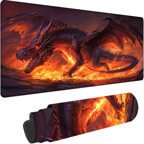 Red Mouse Pad 1500x800 mm xxl Mouse Mat Dragon Large Gaming Mouse Mat Improved Precision and Speed, with Precision Locked Edges, Non-Slip Rubber Base for Home Office Work Large Desk Mat, Gifts m-6