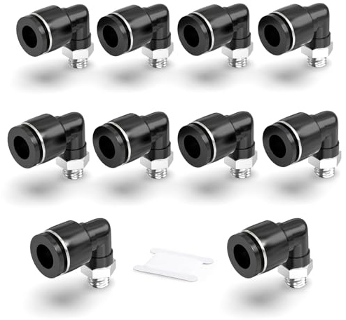 TAILONZ PNEUMATIC Codo Macho 6mm Tubo OD x M6 Rosca 90 Conectores PL6-M6 (Pack de 10)