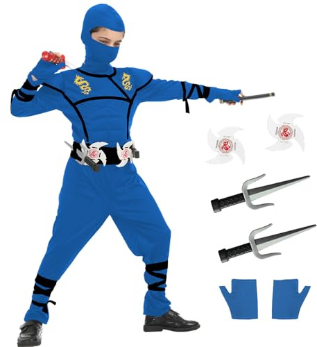 JEEK Costume de ninja pour enfant - Costume de ninja pour garçon - Jouet de cosplay pour fête d'Halloween