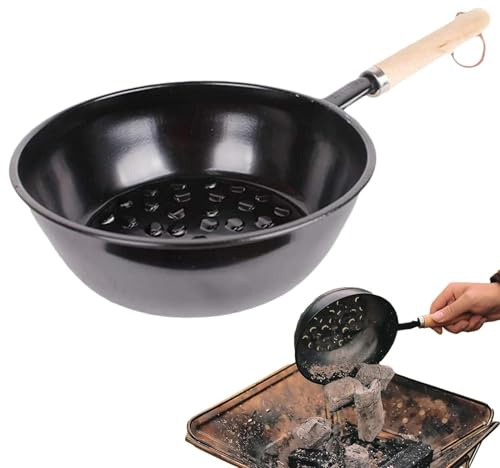 Kolkruka för grill, kolkorg, kolbrandstartare med trähandtag, kolgrill gryta, kolgrill startare, brinnande verktyg