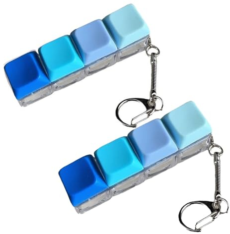 2PCS Keyboard Clicker Keyboard Keychain, 4-Key Stress Relief Decorative Ornament, Portable Hanging Accessory for Office Home Bag
