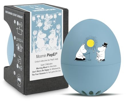 Mumin Piepägg blått – sjungande äggklocka att laga mat – äggkokare för 3 hårdhetsgrader – finsk tecknad klassiker – roligt matlagningsägg – musiktillägg – brainstream