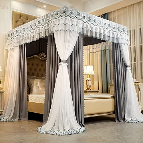 Elegante cortina de cama con dosel de doble capa para camas individual/king (150 x 200 x 200 cm), ideal para dormitorios de niñas, mejora la decoración y la comodidad