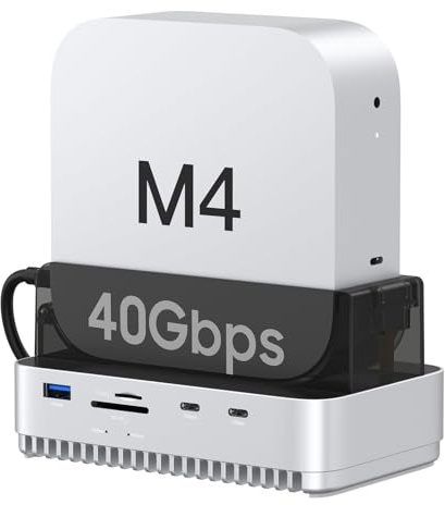 Mac mini M4 2024 Dock Stand, 40 Gbit/s USB4 M.2 NVMe SSD-Gehäuse, kompatibel mit Thunderbolt 4/5, 10 Gbit/s USB-Dockingstation mit SD4.0-Kartenleser