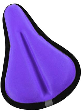 SKJAXF Bike Seat Cushion, Padded Bike Seat Cover with Rainproof Shield, Gel Seat Cover for Bikes, Memory Foam Support, Waterproof & Easy Clean, Ideal for Kids-Bikes and Training Wheels (Purple)