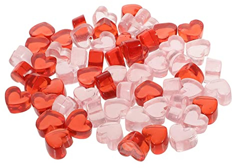 KOCKSHION 100piezas Decoración De Piedras Preciosas Forma De Corazón Resina Para Manualidades Adornos Para Mesa Forma De Corazón Rellenos De Jarrones Para San Valentín Esparcir