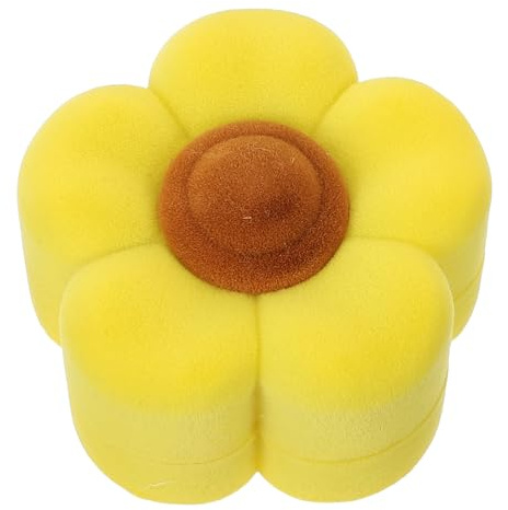 TIDTALEO Scatola Per Anello Di Fidanzamento in Velluto Giallo Design Floreale, Piccola Scatola Portafedi Resistente All'usura Per Cerimonie e Conservazione Gioielli