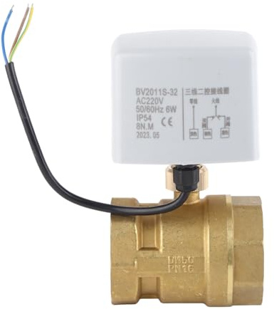 Yuecoom AC220V Elektrisches Kugelhahn, DN50 2 Zoll Messing Motorisiertes Kugelhahn für Wasser Heizung