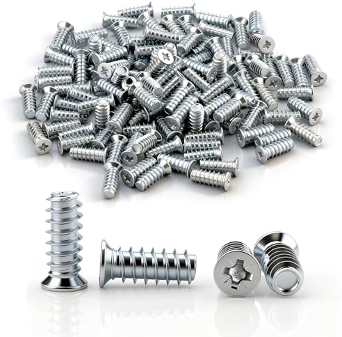 qjuwhua 110 Pcs Euro Screws 3 sizes (40 PCS M6.3x11mm, 40 PCS M6.3x13mm,30 PCS M6.3x16mm) Countersunk Head Furniture Screws Cross Full Thread for Kitchen Cabinets Doors Wardrobes Cupboard Hinges