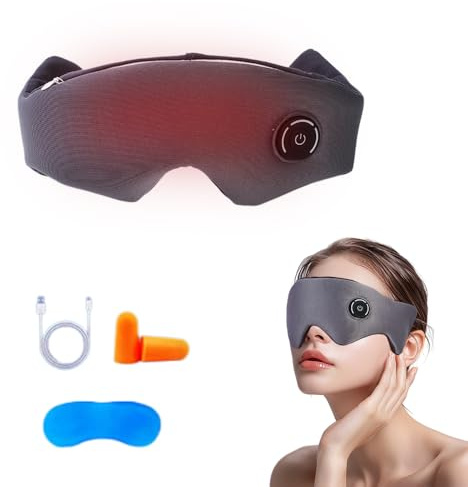WRQIOO Augenmaske Wärmend, Wärmemaske Augen, Wärmebrille Augen, Beheizte Augenmaske mit 3 Temperaturstufen kann es Trockene Augen lindern, Augenermüdung Beseitigen und ist Leicht zu Reinigen