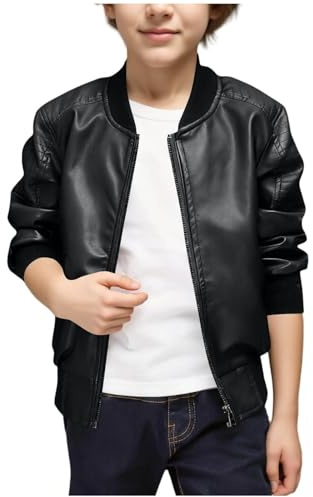 Chaquetas clásicas de cuero para niños, abrigos de motociclista de poliuretano sintético, abrigos de invierno con cremallera para niños, ropa para exteriores, escuela, béisbol, chaqueta bomber