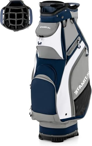 GOPLUS Bolsa de Golf con 14 Compartimentos Superiores, Bolsa para Palos Ligera con 7 Bolsillos con Cremallera, Capucha para Lluvia, Soporte de Golf Portátil con Asa y Correa para Adultos Unisex