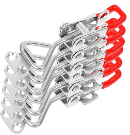 Housoutil 6pcs Adjustable Toggle Clamp Latches Heavy Duty Quick Release Door Bolt Style Hand Buckle for Cooler Boxes Freezer Doors Smoker Lids Trunks Home Factory Warehouse Use