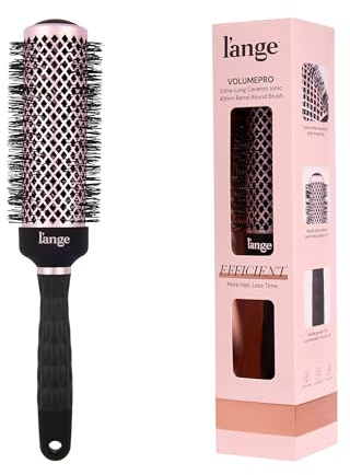 L'ANGE HAIR VolumePro Extra-Long Ceramic Ionic Round Brush, Black | For Blow Drying, Curling & Styling | Adds Volume, Reduces Frizz & Boosts Shine | Ideal for Extra-Long Hair (43mm)