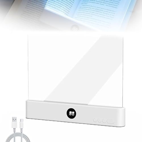 Leselampe Buch,Smart LED Book Light,Panel Book Light,Tragbare Flaches Buchlicht,Dimmbares LED Buchlampe mit 3 Lichtfarben und Timer,Wiederaufladbare Buch Leselampe für Nachtlesungen im Bett (Weiß)