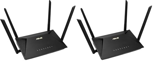 ASUS RT-AX1800U Router erweiterbar mit Mobile Tethering, Alternative zu 4G 5G Routern, WiFi, Dual-Band, schnelle Verbindung Dank WiFi6, integrierter Internetschutz unbegrenzte Updates (Packung mit 2)
