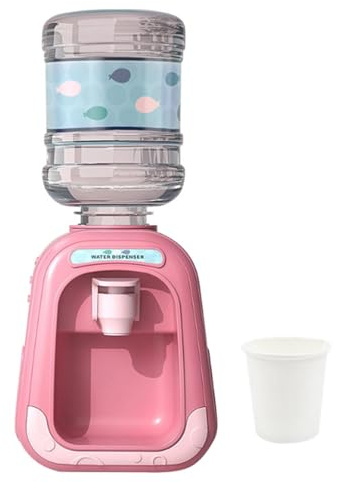 Dispensador de Agua para niños, Mini dispensador de Agua de 190 ml, dispensadores de Bebidas de simulación con Taza de Tanque (sin batería, Rosa)