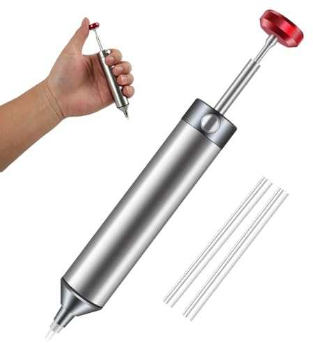 Avlödningsverktyg, löddammsugare vakuum lödborttagningsverktyg, avlödningspump tillverkad av aluminiumlegering, vakuum avlödningspump, med 1 styck silikonmunstycken avlödningspump (150 mm), för