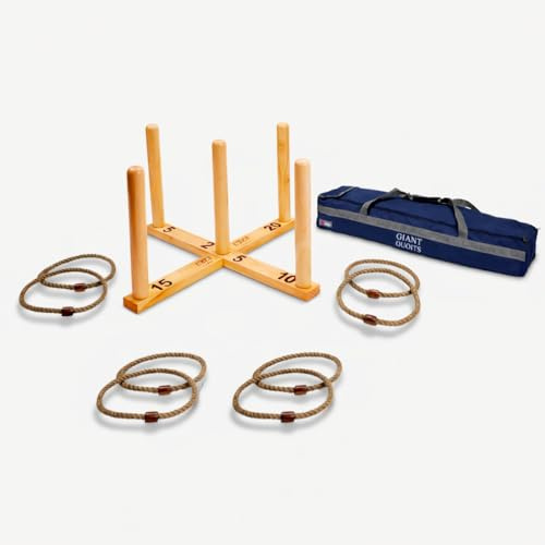 Ubergames Giga Quoits XL Jeu de lancer d'anneaux en bois 100 cm pour jardin et famille