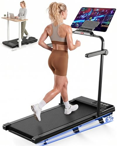 Superun Raceable 6% Incline Walking Pad, 6/12km/h Foldable Treadmill