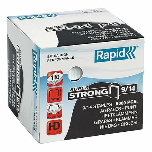 Rapid 24871500 - Caja 5000 grapas 9/14 mm Super Strong galvanizada