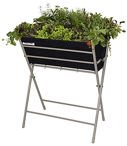 VEGTRUG Hochbeet Schwarz, Pflanzbeet, Kräuterbeet, Gemüsebeet für Balkon & Terrasse