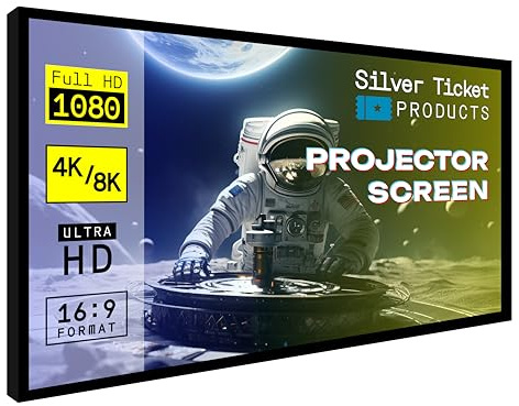 Silver Ticket Products STR Series 6-Piece Fixed Frame Home Theater 4K/8K Ultra HD, HDTV, HDR and Active 3D Film, 16:9 Format Projection Screen, 120 Inch Diagonal Acoustic Material