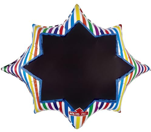 Amscan 3252401 - SuperShape Gestreifter Stern mit Tafel Folienballon P50 verpackt 88 x 73 cm, Luftballon