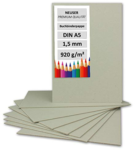 Cartoncino per rilegatura, 1,5 mm, in cartone molto resistente 10 pezzi DIN A5 Grau-Braun - 1,5 mm