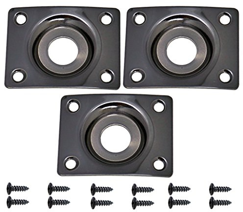 3 stk. Output Klinkenbuchse Plate Steckdose mit Schrauben für Gitarre, Schwarz