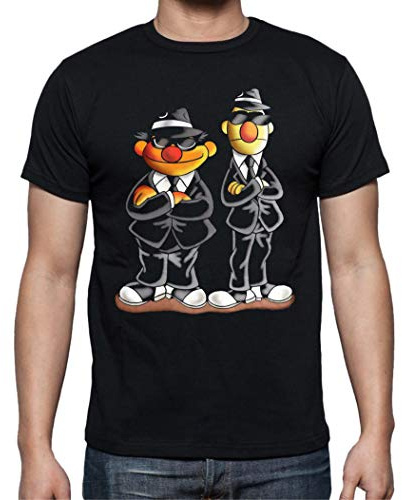 Camiseta de Hombre Divertidas Funny Graciosa Barrio Sesamo EPI Y BLAS Men in Black 085 XL