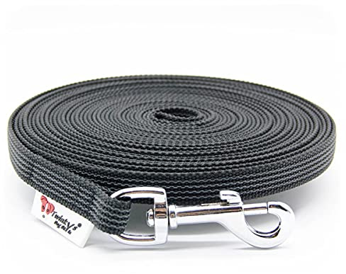 Twinkys Dog Style Schleppleine gummiert für kleine Hunde 15 mm breit für Hunde bis 15 kg 5 Meter ohne Handschlaufe schwarz