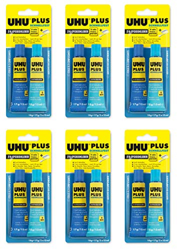 UHU Komponenten-Epoxidharzkleber Plus schnellfest (6 Stück)