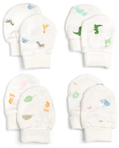 4 Pairs of Bamboo Anti-Scratch Mittens in Gift Box - Baby Essentials for Newborn - Baby Shower Gifts and Newborn Essentials - Baby Mittens 0-3 Months