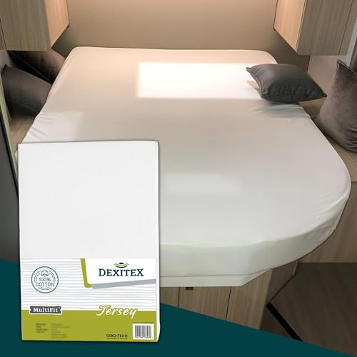 Dexitex - Påslakan Husvagn Queensbed - Sängkläder Husbil - Påslakan Husbil + - Queensbed Husbil - för Madrass Husvagn - Madrass Husbil - Oeko-TEX - 100% bomull - vit