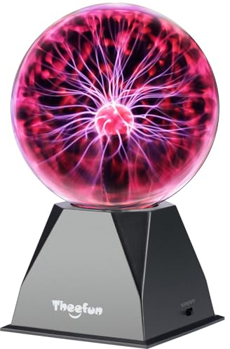 Theefun Plasma Ball: True 6 Inch Ball with 3.5 Inch Base, Plasma Globe Birthday Gifts Touch & Sound Sensitive Lamp Electric Lightning Novelty Light for Parties, Home, Prop, Room Decoration