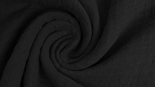 Musselin Stoff Meterware Uni Einfarbig - 1 Meter, Musselinstoff, Baumwollkrepp, Double Gauze, Babykleidung, Kuscheltücher, Stoffwindel, Dekoration (Schwarz)