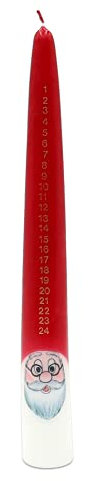 Dekohelden24 1 vela de Adviento XXL – Vela de calendario en blanco – rojo, como gnomo con gafas, altura: 36 x 4,5 cm.