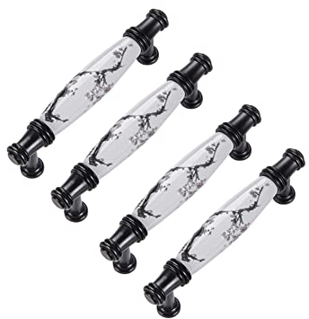 Pulls Keramikgriffe Für Schrank, Orientalisch Schublade Zieht Griffe Schrankgriffe Jahrgang Drehknöpfe Möbelgriffe Lochabstand 96mm / 128mm Für Küche Schlafzimmer Kleiderschrank, 4Er-Set