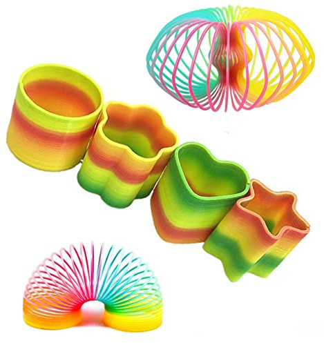 BOBOZHONG Rainbow Spiral Springs,4 Stück Bunter Regenbogen Kreis für Partys,Geschenke,Partytüten,Preise