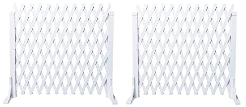 2 Pack Erweiterbarer Zaun-Sichtschutz – Holz Haustierschutzgitter, Einziehbares Zauntor, Freistehender Pflanzenschutz, Gartenzaun Im Freien, Für Gartenterrasse Dekorative Leitplanke
