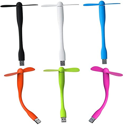 Lot De 6 Mini Ventilateur USB à Main Portable De Refroidissement Flexible Pour Le Cou Silencieux De Poche (Couleur)